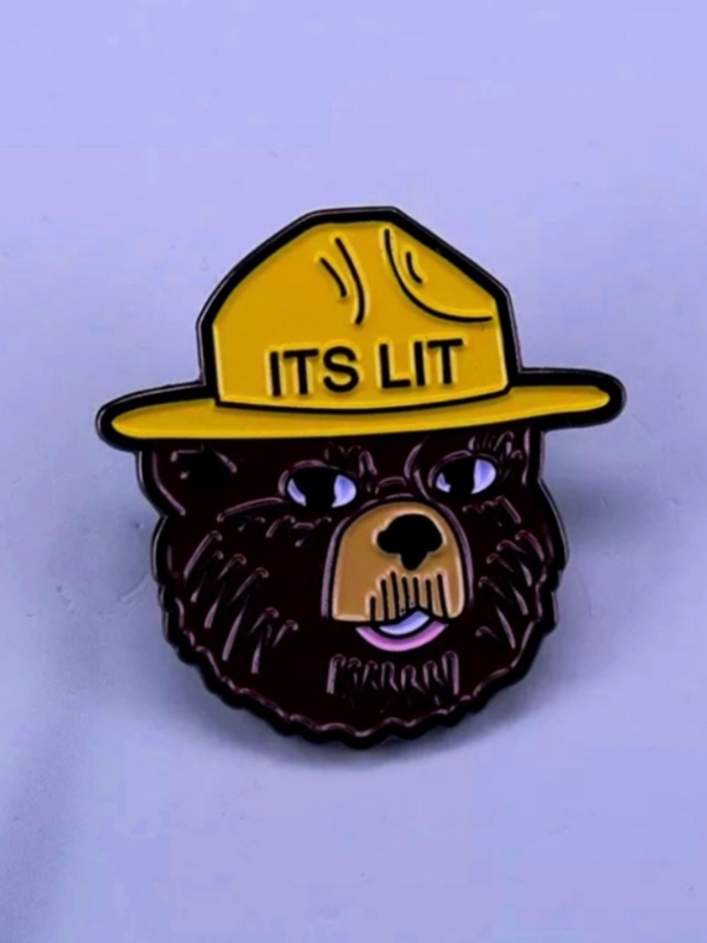 Smokey Bear Pin "It's Lit" Smokey Bear Enamel Metal Pin